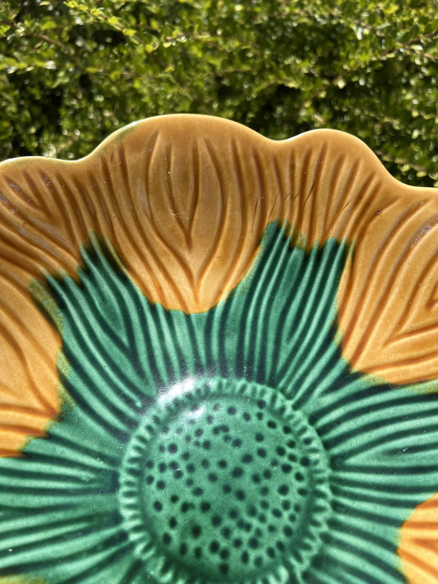 ☀️ Groot vlak ceramisch bloemvormig vintage 30 cm zonnebloem decoratie – photo 4
